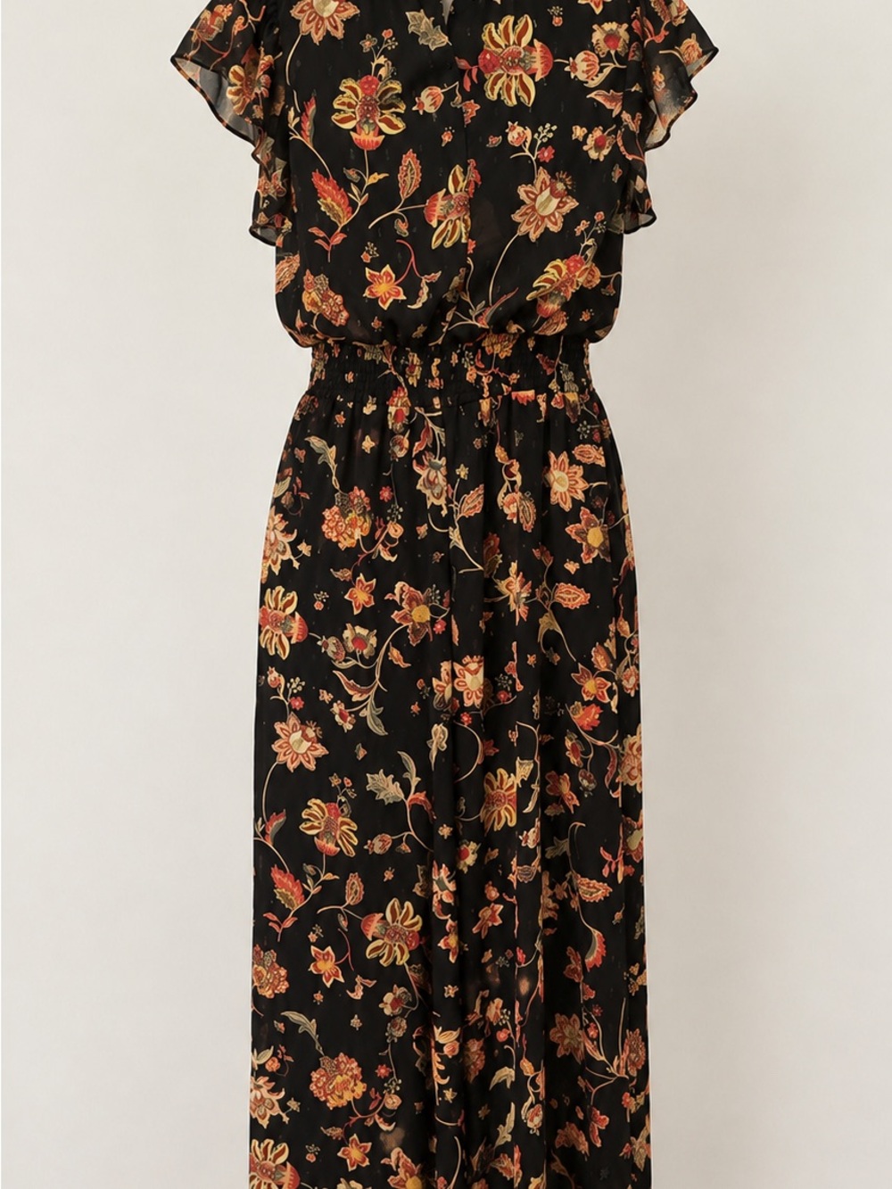 Cynthia Steffe Black Maxi Dress with Autumn Floral Print